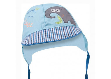Letní kojenecká čepice s kšiltem Yo! Elephant - tyrkysová
