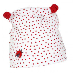 Dětská dívčí čepice Pupill Ladybug - červené puntíky